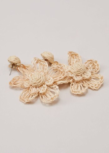 Phase Eight Raffia Oversized Flower Jewellery Beige Australia | ME9673521